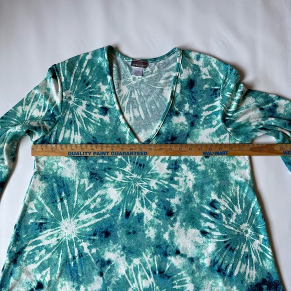 Jordan Taylor Teal and White V-Neck tunic top or swimsuit cover. Size XL - Picture 8 of 8